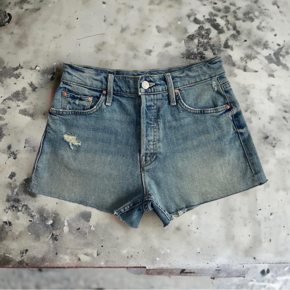 ⚡️SALE Mother The Tomcat Kick Fray Distressed Denim Shorts True Confessions
